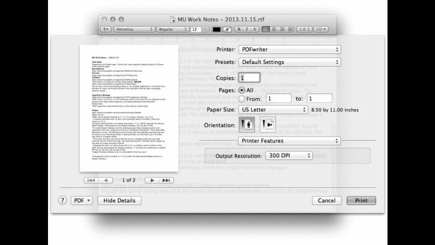 pdf writer for mac not working